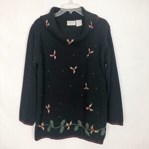 Basic Editions Holiday Vintage Ramie Blend Cowl Neck Sweater Size L